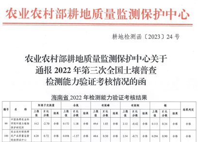 通過“三普”檢測能力驗證考核